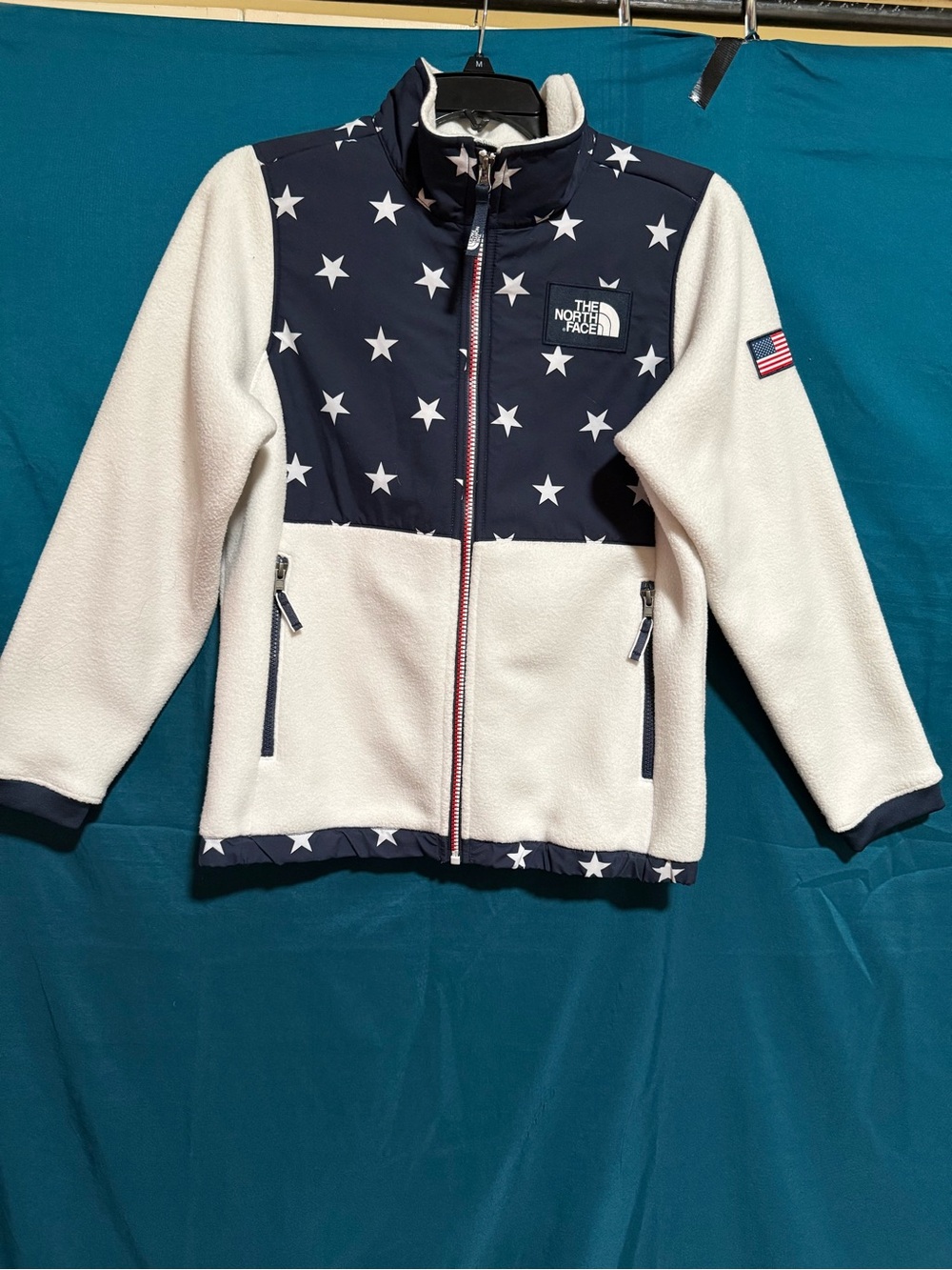 Girls The North Face Denali Kids Navy Star & White Fleece Jacket